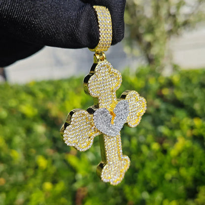 Broken Heart Cross Pendant Necklace – Hip Hop CZ Trendy - CaratixJewelry