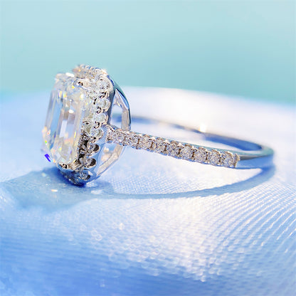 2026 Summer New S925 Silver 3ct Emerald Cut Moissanite Ring | D Color VVS1 | Caratix