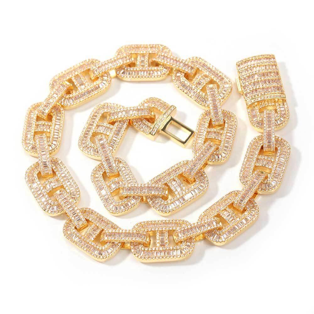 15mm Cuban Chain Necklace with Micro-Pave Zircon - CaratixJewelry