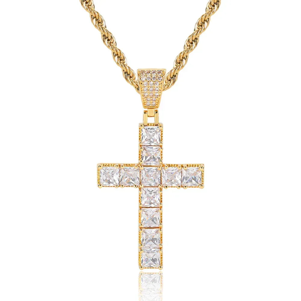 Custom Pendants Square-Cut Iced Cross | Vintage Hip Hop Necklace for Men | Caratix - CaratixJewelry