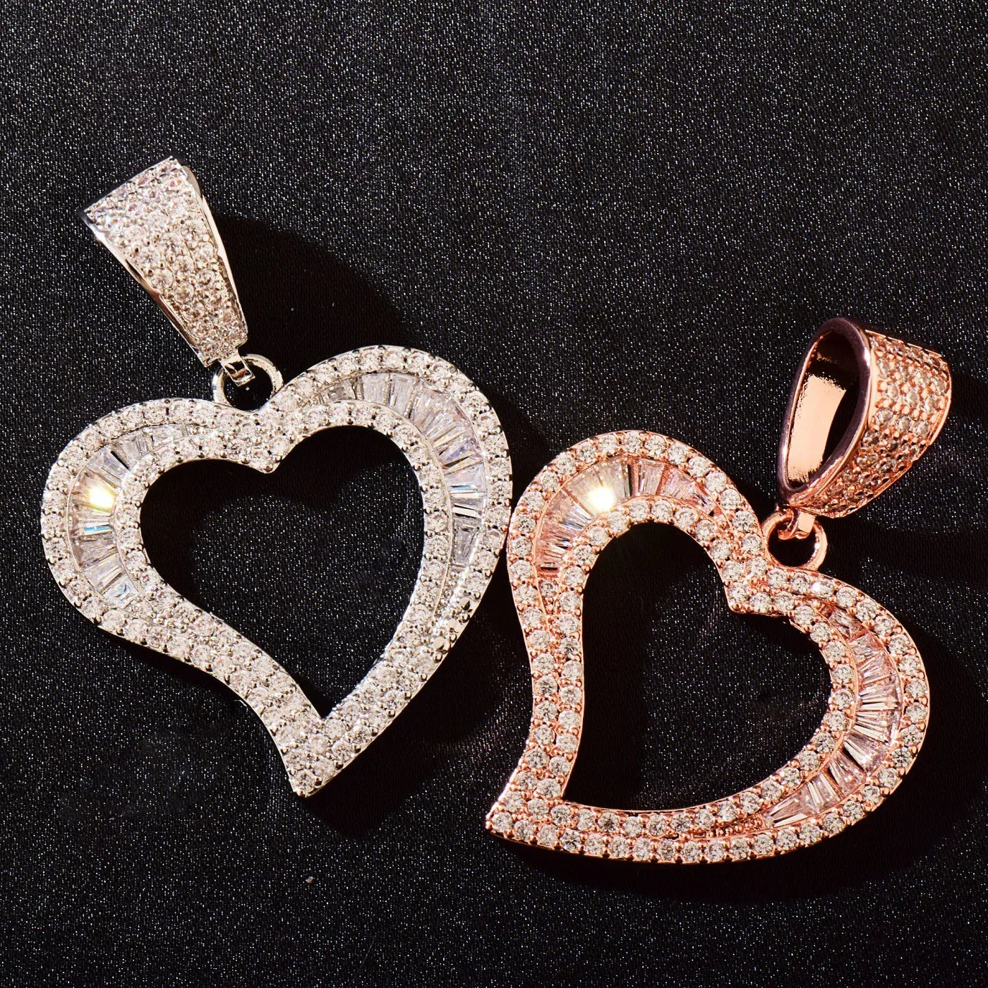 Hollow Heart Pendant Necklace | CZ Hip Hop Minimalist Fashion Jewelry - CaratixJewelry