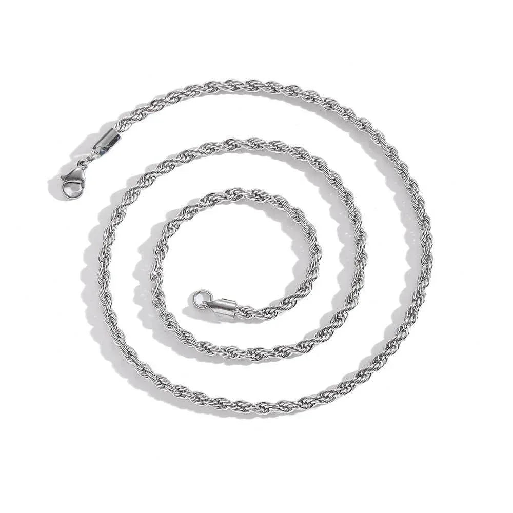 Stainless Steel Rope Chain Necklace 18K Gold Plated Unisex | Caratix Jewelry - CaratixJewelry