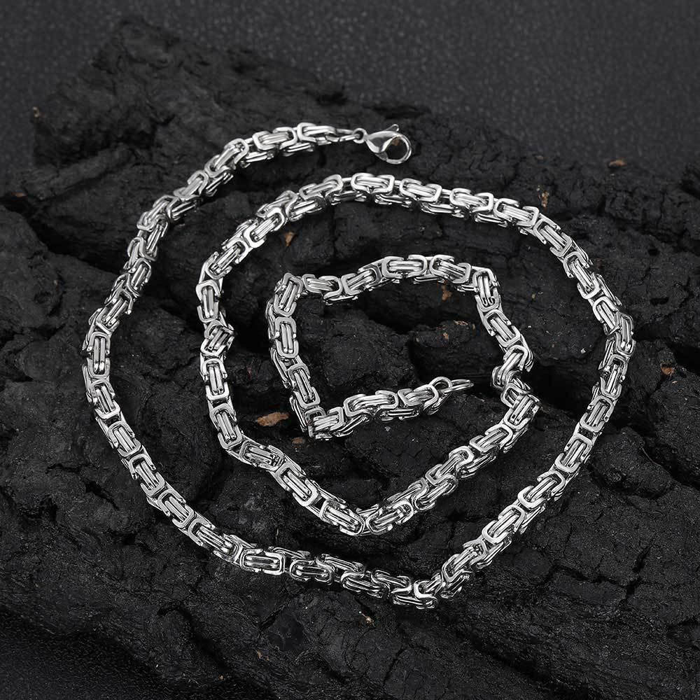 4mm Stainless Steel Byzantine Chain Necklace for Men | Caratix Jewelry - CaratixJewelry