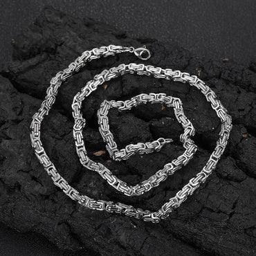 4mm Stainless Steel Byzantine Chain Necklace for Men | Caratix Jewelry - CaratixJewelry