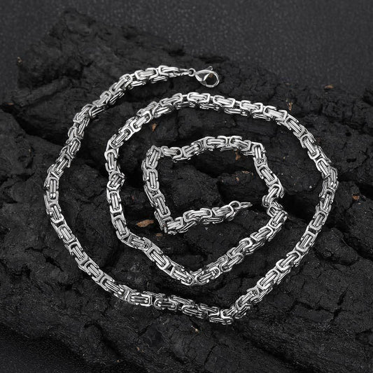 4mm Stainless Steel Byzantine Chain Necklace for Men | Caratix Jewelry - CaratixJewelry