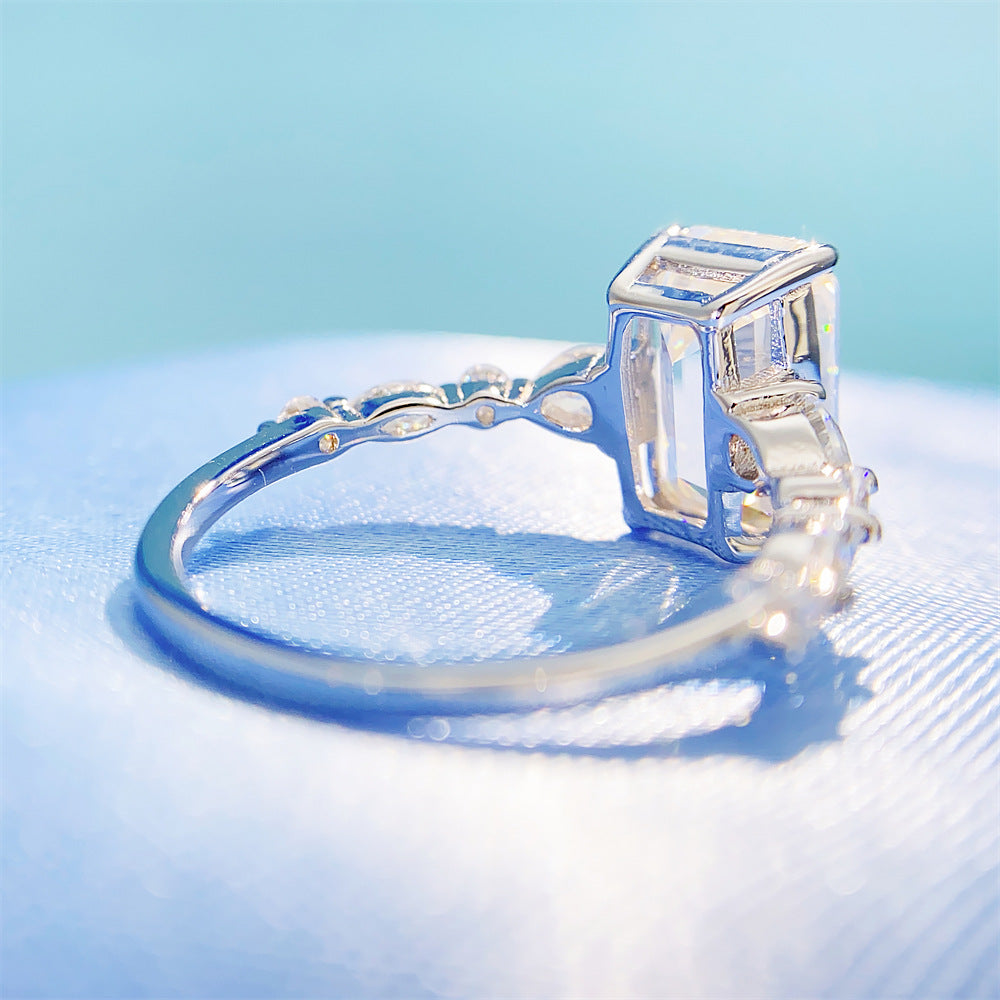 2026 Summer New S925 Silver 4ct Princess Cut Moissanite Ring | 4 Carat Square D VVS1 | Caratix