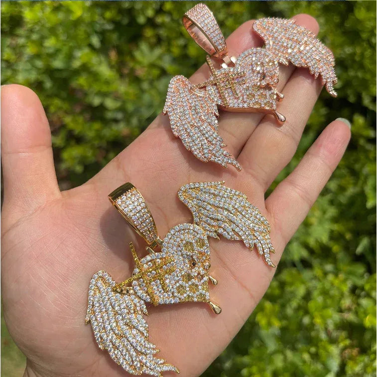 Unisex Angel Wings Love Necklace | Premium Copper CZ Freedom Jewelry - CaratixJewelry