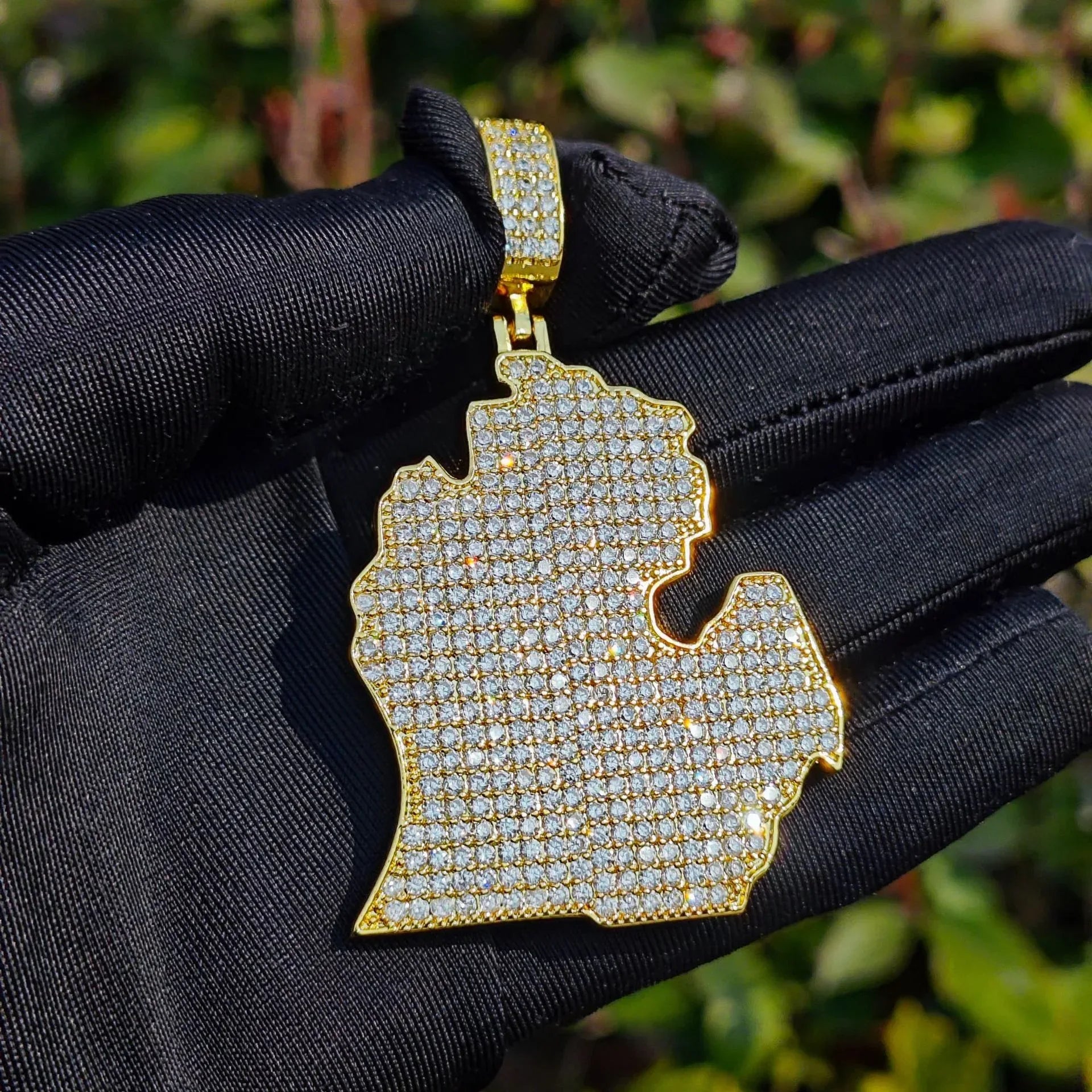 Iced Out North America Map Pendant Necklace – Hip Hop CZ Copper Jewelry - CaratixJewelry
