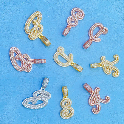 Custom S925 Silver Moissanite Initial Pendant | Iced Out Alphabet Letter | Caratix