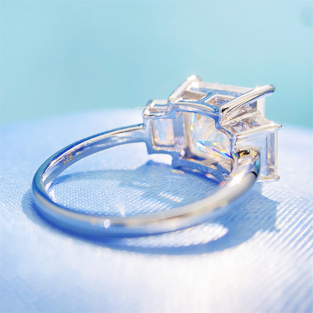 Massive 6 Carat Princess Cut Moissanite Ring S925 Silver | 10mm Square D VVS1 | Caratix