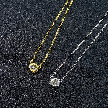 S925 Sterling Silver Bubble Moissanite Necklace | Floating Circle Pendant | Caratix