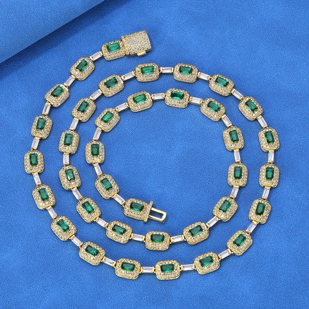 Moissanite Colorful Gemstone Necklace – S925 Sterling Silver Custom Luxury Hip Hop Jewelry - CaratixJewelry