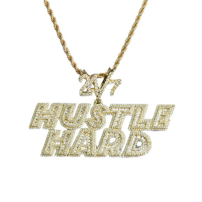 Iced Out "24/7" Bail Letter Pendant | Men's Real Copper CZ Necklace - CaratixJewelry