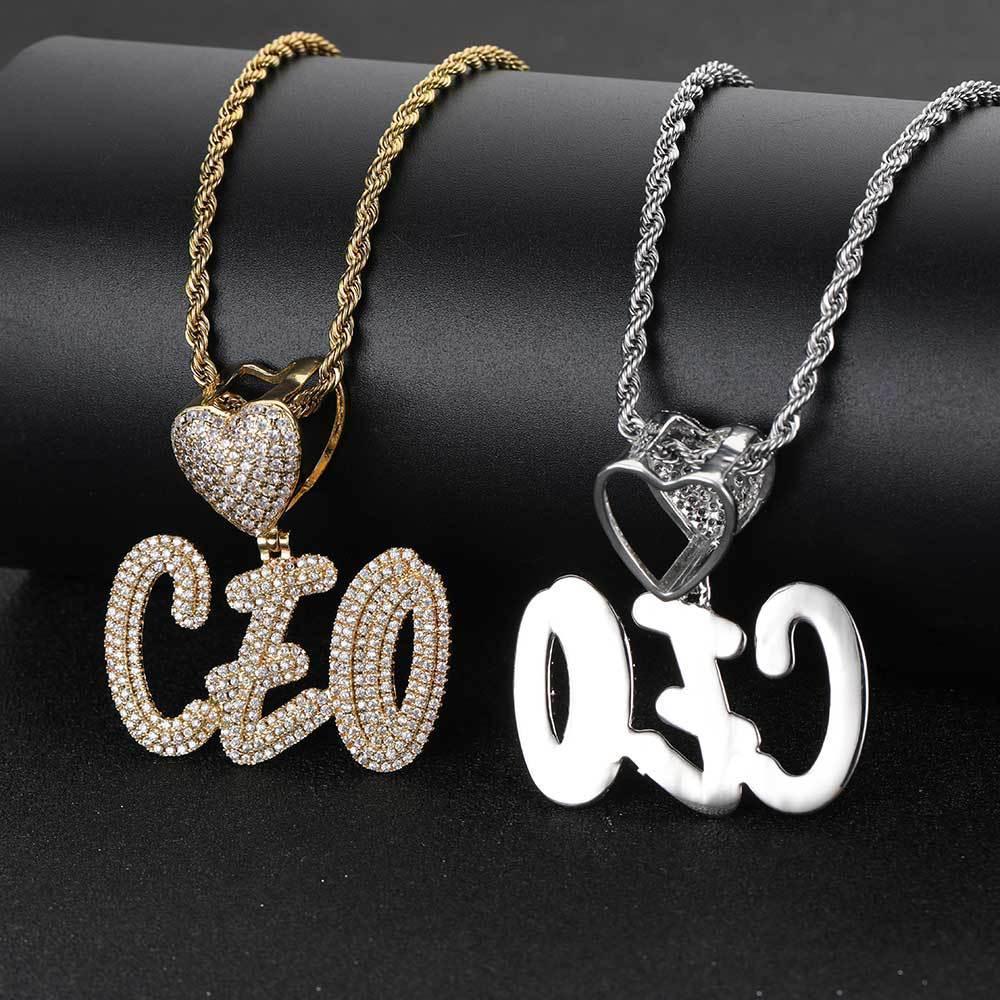 Creative Heart Lock Double Layer Pendant Necklace with Calligraphy Letters and Numbers for Men | Caratix Jewelry - CaratixJewelry