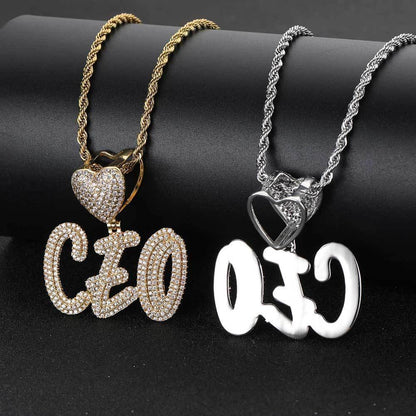 Creative Heart Lock Double Layer Pendant Necklace with Calligraphy Letters and Numbers for Men | Caratix Jewelry - CaratixJewelry