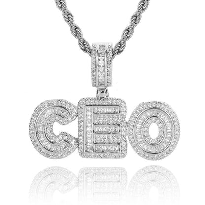 Custom Iced-Out Letter & Number Pendant Necklace with Micro-Pave Zircon Stones for Men and Women | Caratix Jewelry - CaratixJewelry