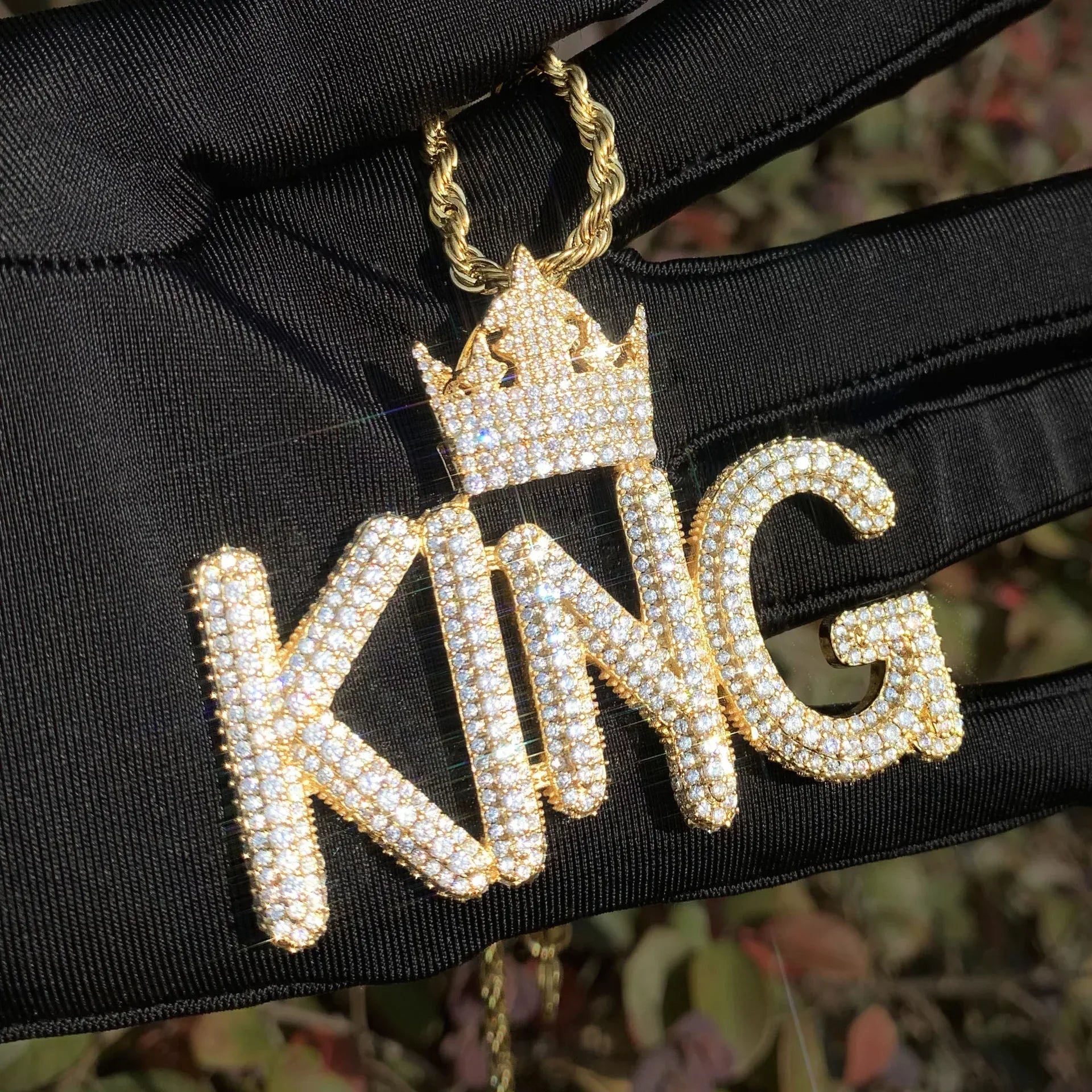 KING Letter Pendant Necklace | Iced Out Hip Hop Streetwear Jewelry - CaratixJewelry