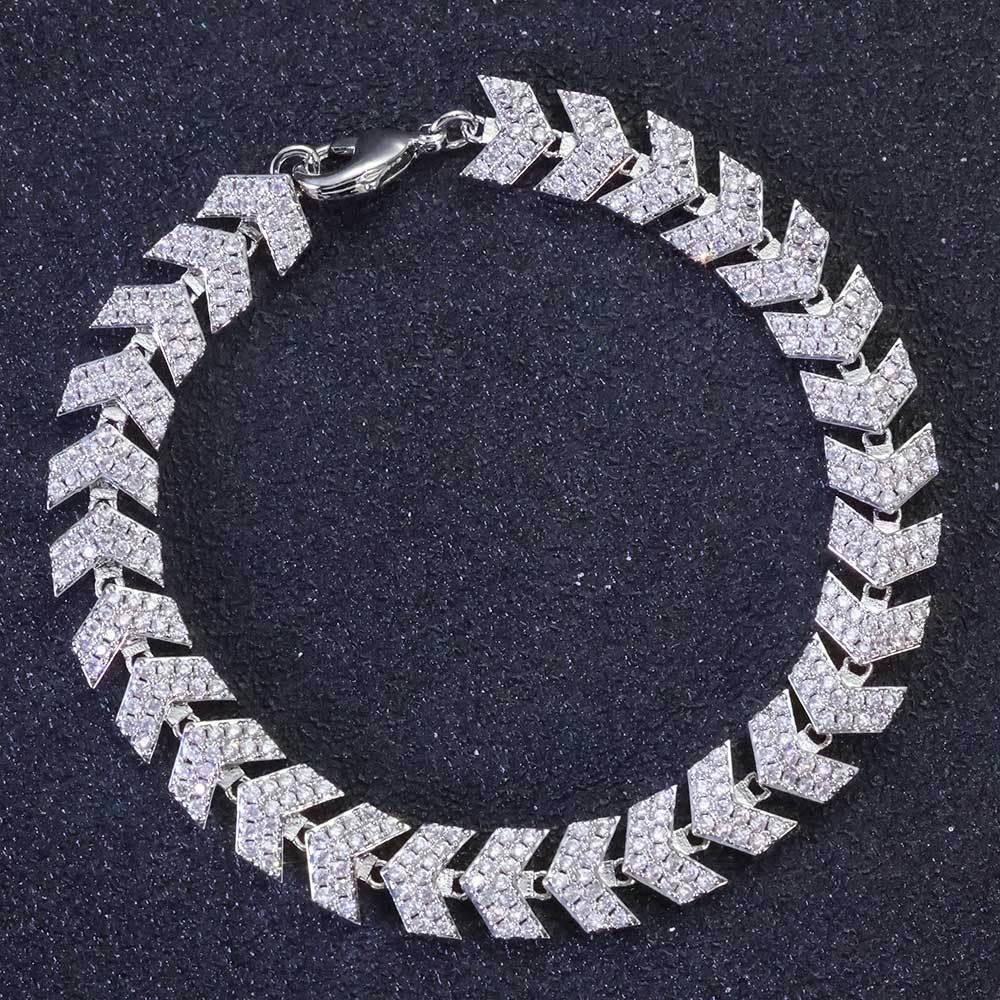 Custom 8mm Fishbone Link Bracelet Hip Hop Bling for Men | Caratix - CaratixJewelry