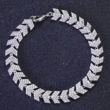 Custom 8mm Fishbone Link Bracelet Hip Hop Bling for Men | Caratix - CaratixJewelry