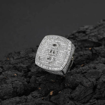 Custom DIY Alphabet Zircon Ring for Men | Trendy Hip Hop Jewelry with Copper Setting | Caratix Jewelry - CaratixJewelry