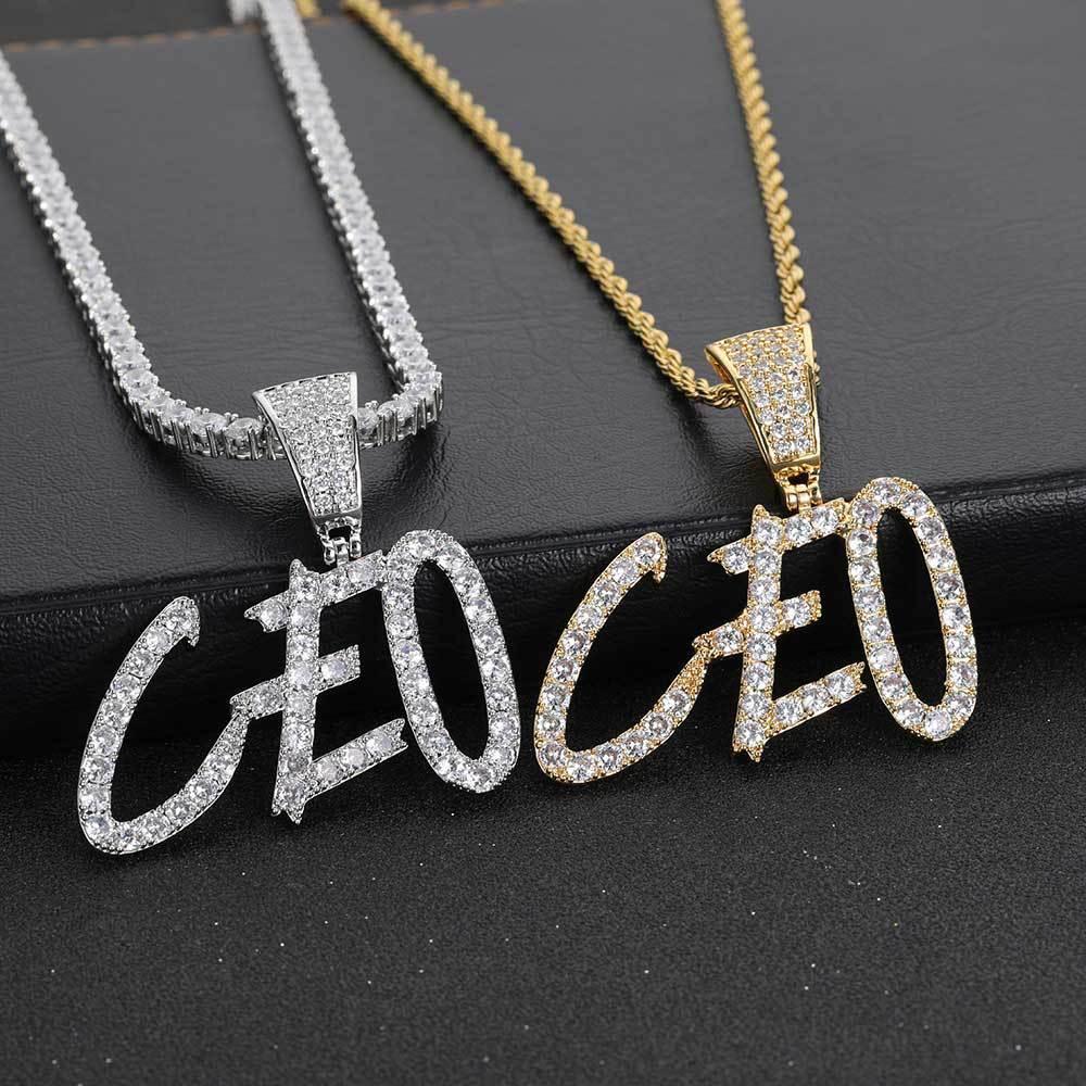 Custom Hip Hop Letter & Number Pendant Necklace with Zircon Stones for Men and Women | Caratix Jewelry - CaratixJewelry