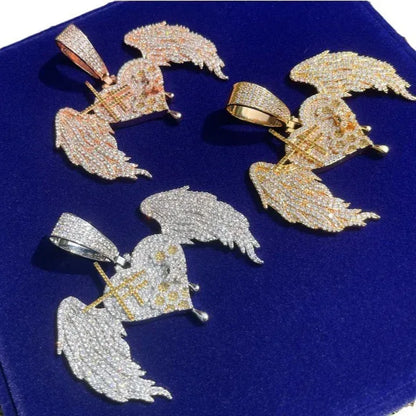 Unisex Angel Wings Love Necklace | Premium Copper CZ Freedom Jewelry - CaratixJewelry