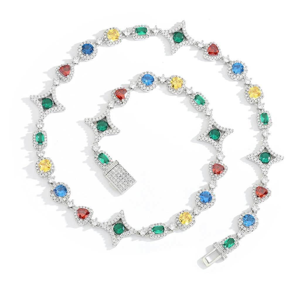 Geometric Moissanite Gemstone Chain Necklace – S925 Sterling Silver Custom Luxury Jewelry for Women - CaratixJewelry
