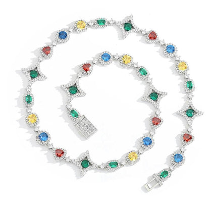 Geometric Moissanite Gemstone Chain Necklace – S925 Sterling Silver Custom Luxury Jewelry for Women - CaratixJewelry