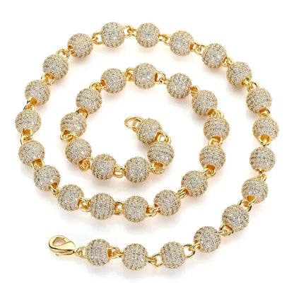8mm Iced Out Bead Chain Zircon Hip Hop Necklace | Caratix Jewelry - CaratixJewelry