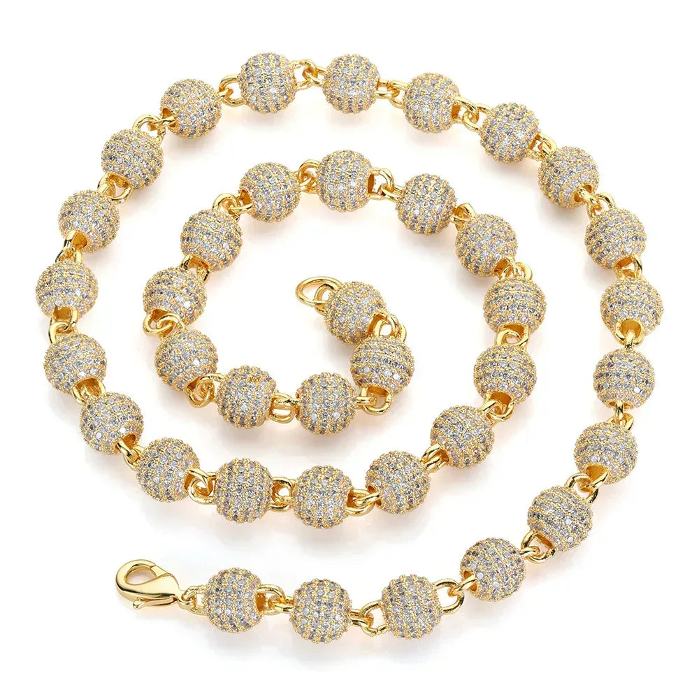8mm Iced Out Bead Chain Necklace Zircon Rapper Chain Style for Men | Caratix Jewelry - CaratixJewelry