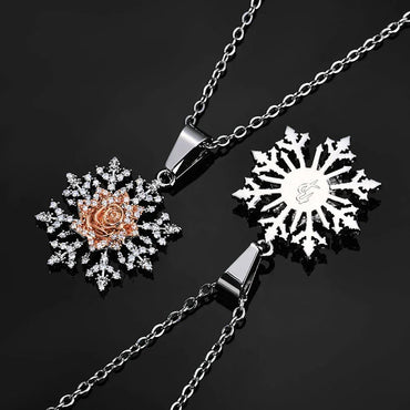 Rose Snowflake Pendant Necklace Zircon Hip Hop Jewelry for Women | Caratix Jewelry - CaratixJewelry