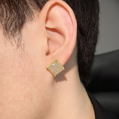 Octagon Iced Out Stud Earrings with Zircon | Simple & Trendy Hip Hop Jewelry | Caratix Jewelry - CaratixJewelry