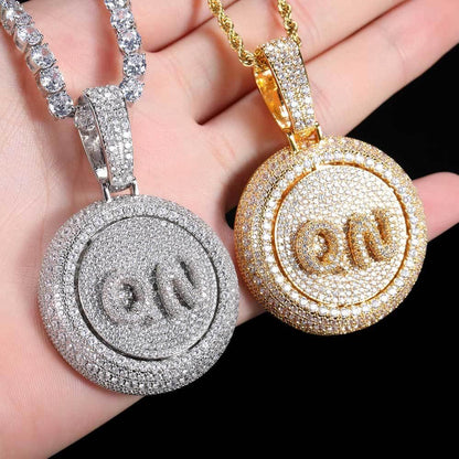 Custom Rotating Letter Pendant Necklace with Micro-Pave Zircon Stones for Men | Caratix Jewelry - CaratixJewelry