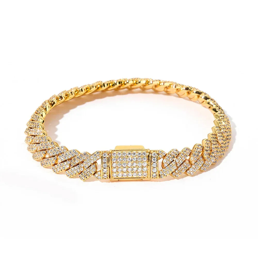 Custom 8mm Rhombus Double-Row Cuban Bracelet - CaratixJewelry