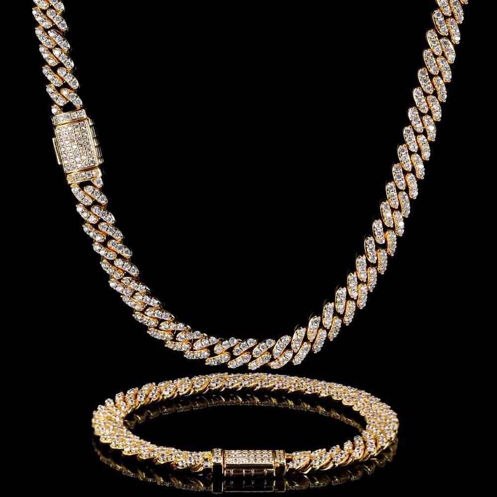 8mm Iced Out Cuban Chain Necklace Single Row Zircon - CaratixJewelry