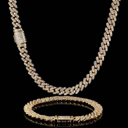 8mm Iced Out Cuban Chain Necklace Single Row Zircon - CaratixJewelry