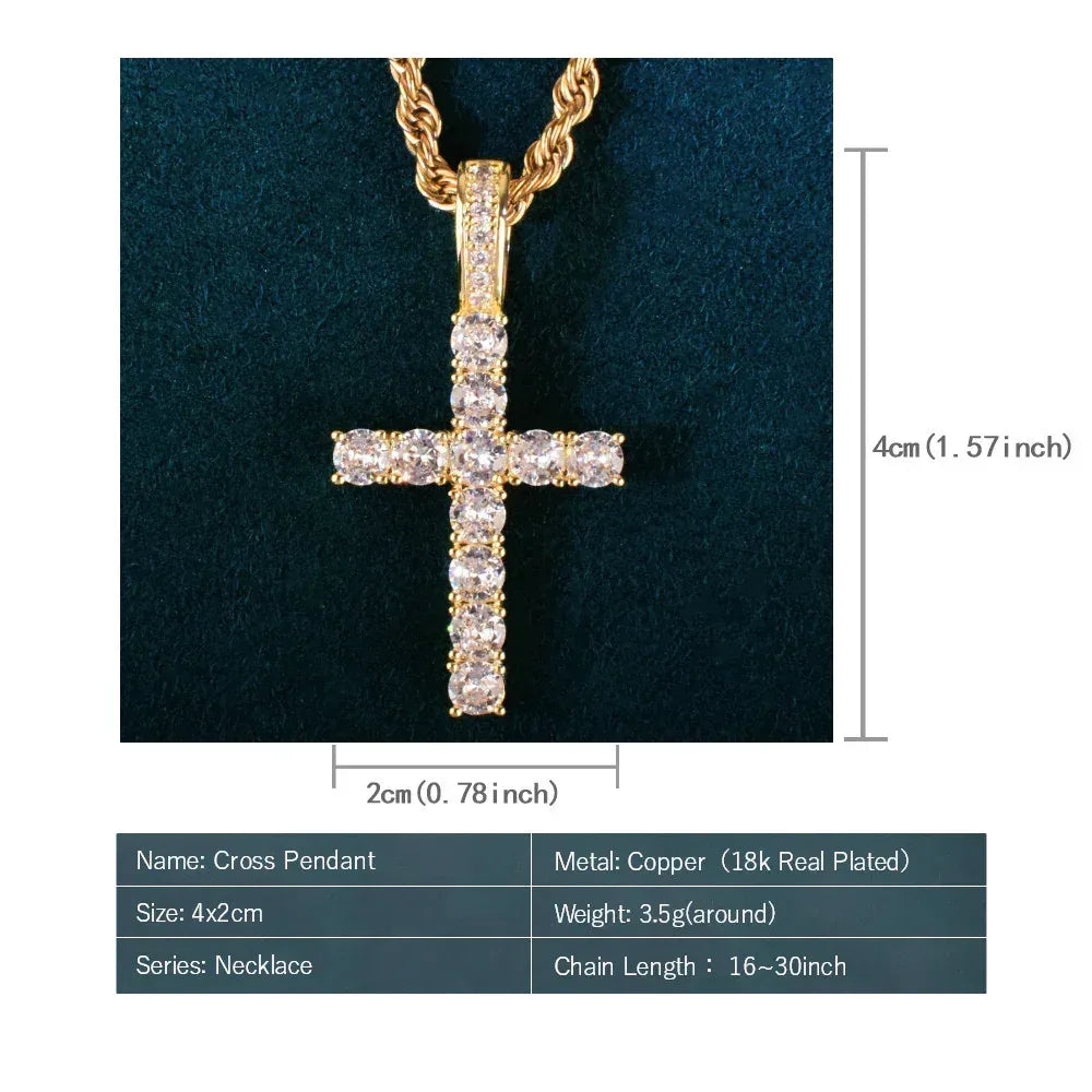 Claw-Set CZ Cross Pendant | Rock Nightclub Men’s Necklace - CaratixJewelry
