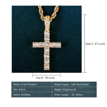 Claw-Set CZ Cross Pendant | Rock Nightclub Men’s Necklace - CaratixJewelry