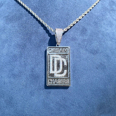 Iced Out Dog Tag Letter Pendant | Real Copper CZ Plaque Necklace - CaratixJewelry