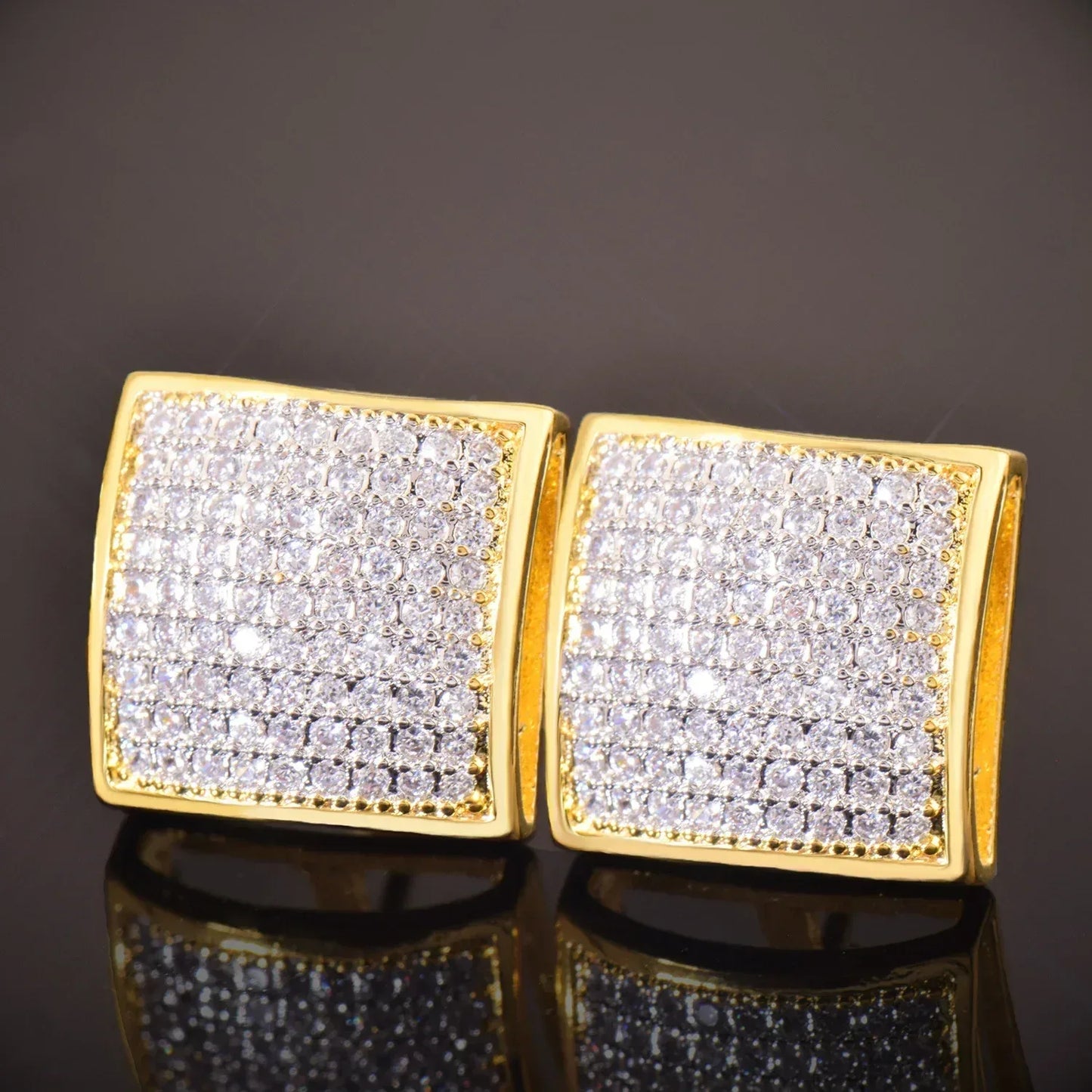 Arc Shaped Square Stud Earrings with 925 Silver Needle | Trendy Hip Hop Jewelry | Caratix Jewelry - CaratixJewelry