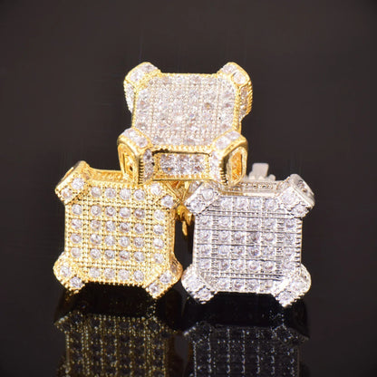 Square Stud Earrings with Zircon | Trendy & Minimalist Hip Hop Jewelry for Men & Women | Caratix Jewelry - CaratixJewelry