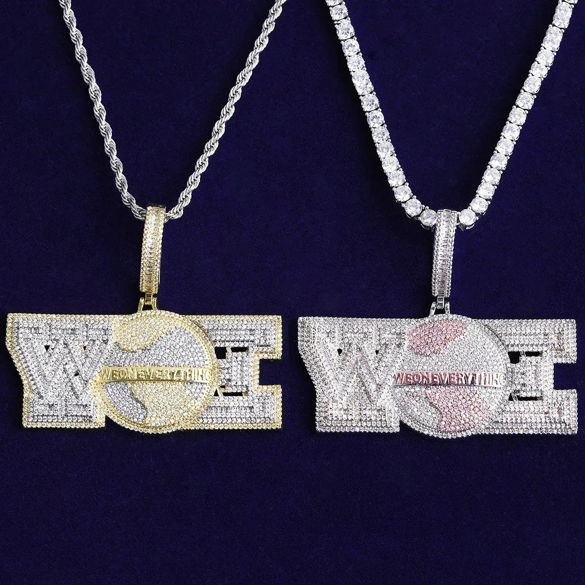 Iced Out "We On Everything" Pendant | Men's Crew Loyalty Necklace - CaratixJewelry