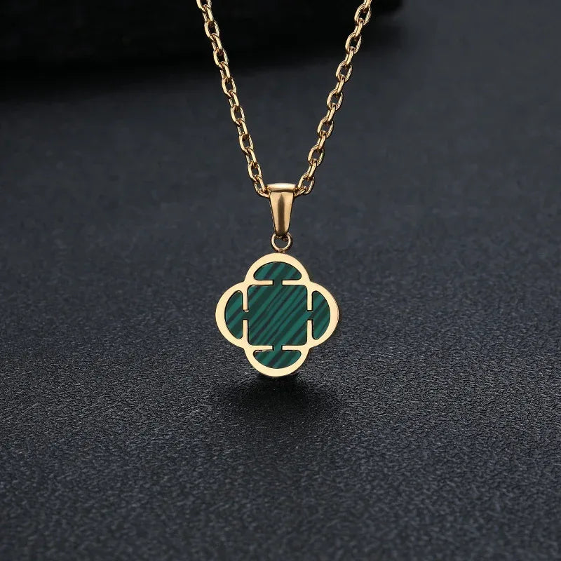 Women's Stainless Steel Clover Pendant Necklace | High-End Titanium Steel Jewelry | Light Luxury Hip Hop Jewelry | Caratix - CaratixJewelry