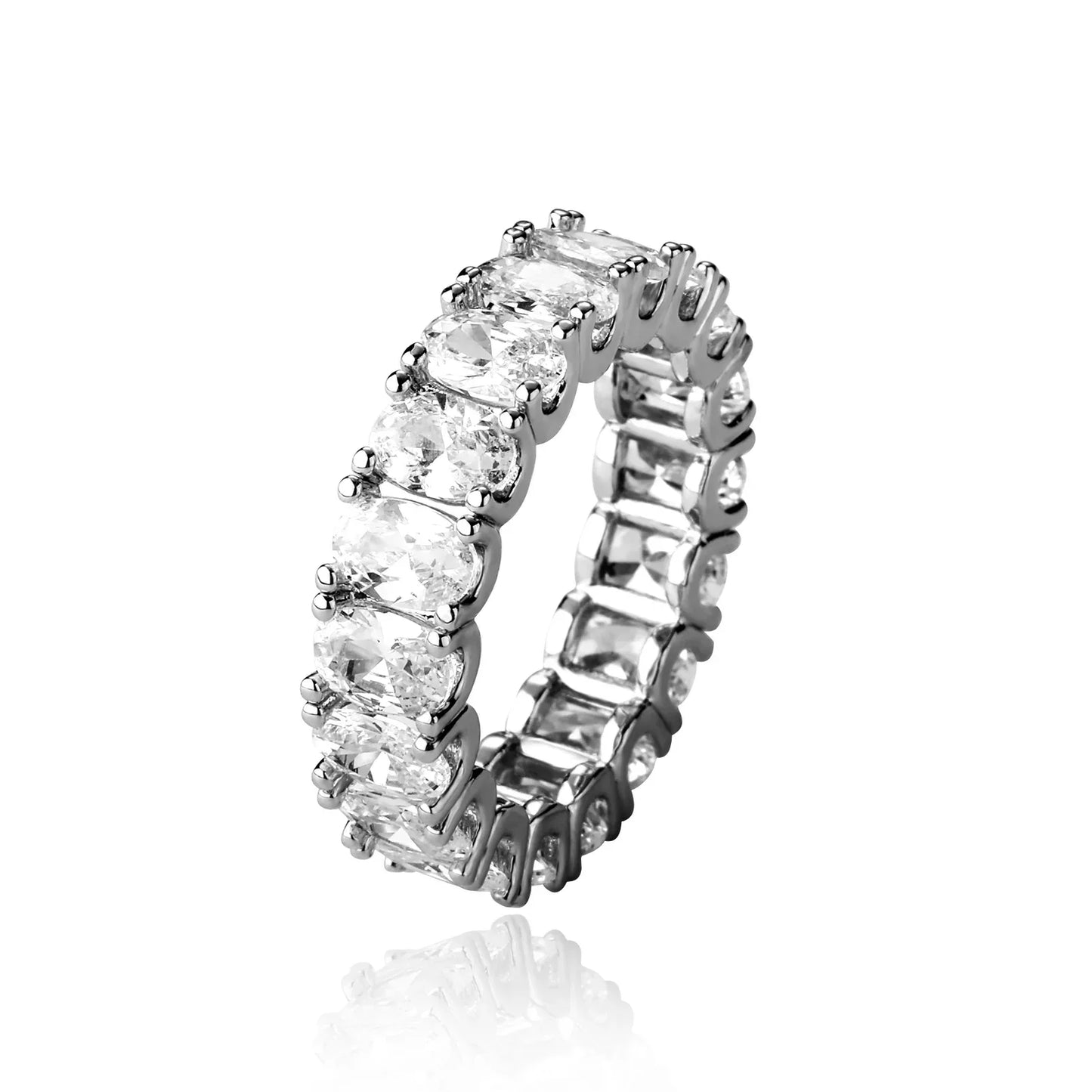 Unisex Iced Out Oval Stone Ring | Big Oval Zirconia Hip Hop Band | Caratix