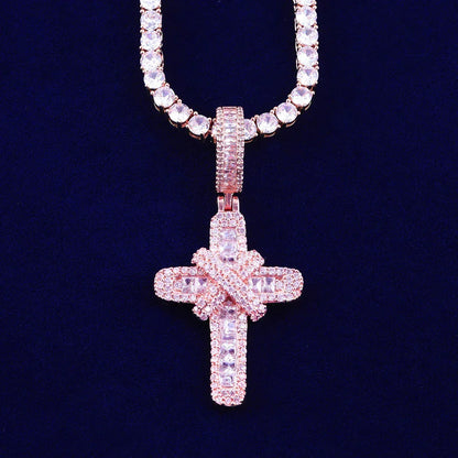 Iced Out "X" Cross Pendant | Women's Opium Style Y2K Necklace - CaratixJewelry
