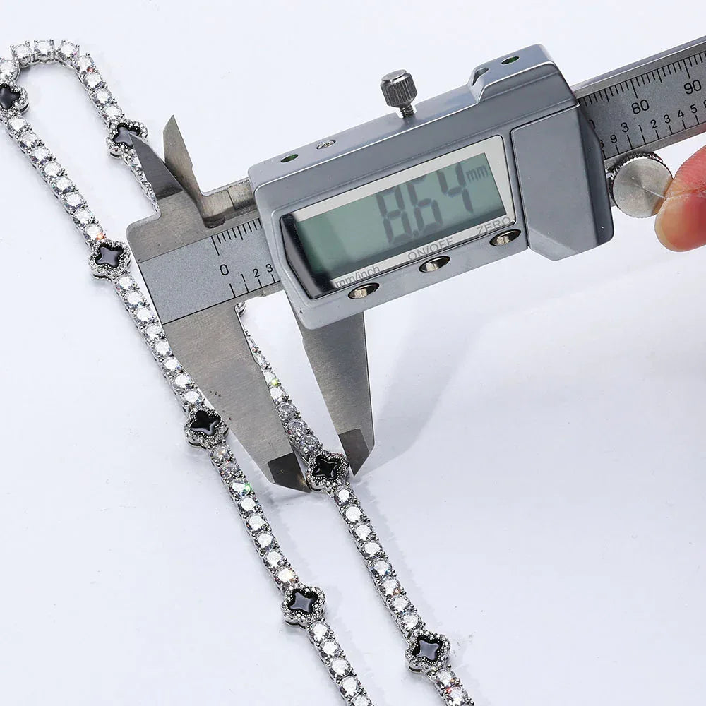 Enamel Moissanite Tennis Chain Necklace – S925 Sterling Silver Luxury Hip Hop Jewelry - CaratixJewelry