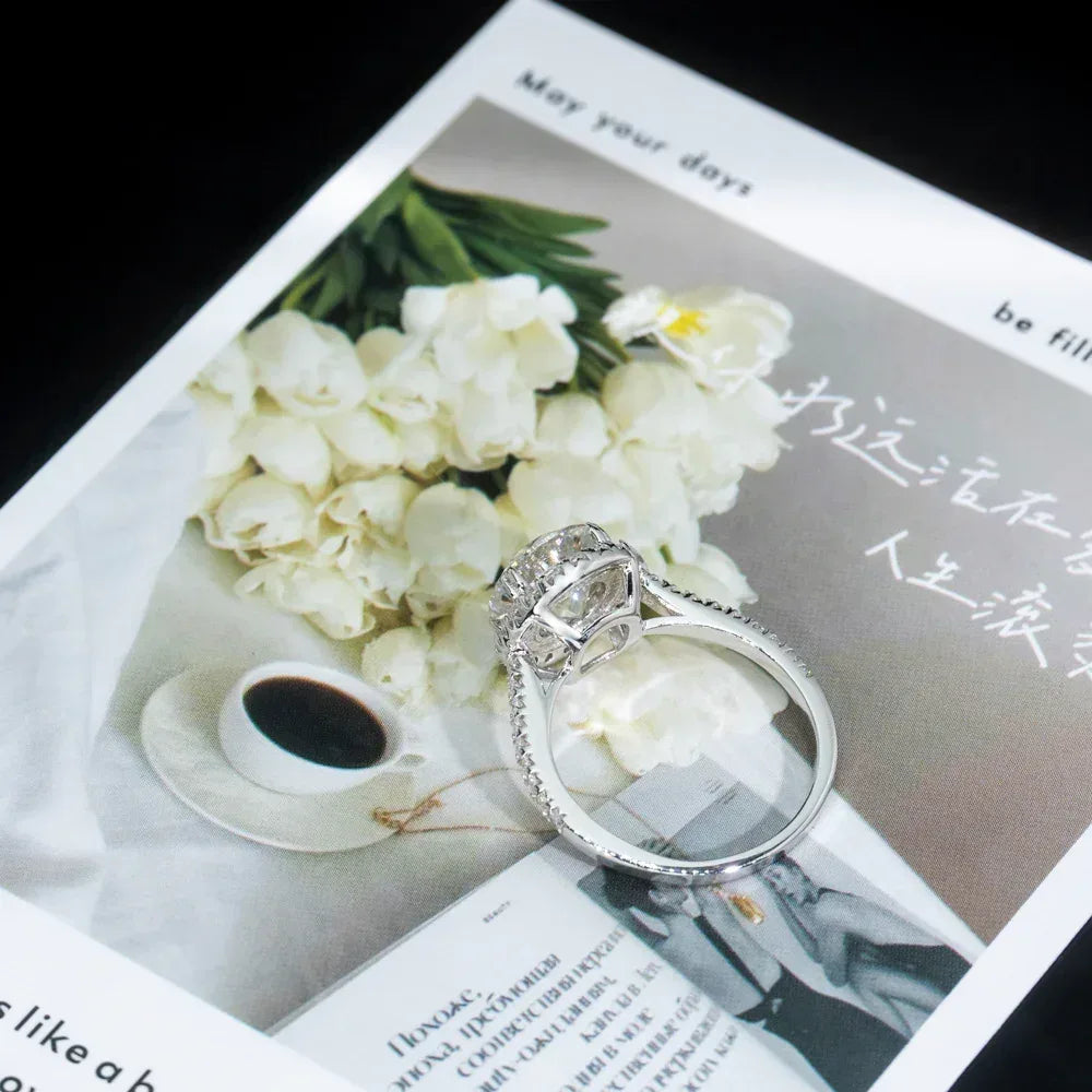 3ct Round Moissanite Engagement Ring | S925 Silver Luxury Women’s Bridal Jewelry - CaratixJewelry