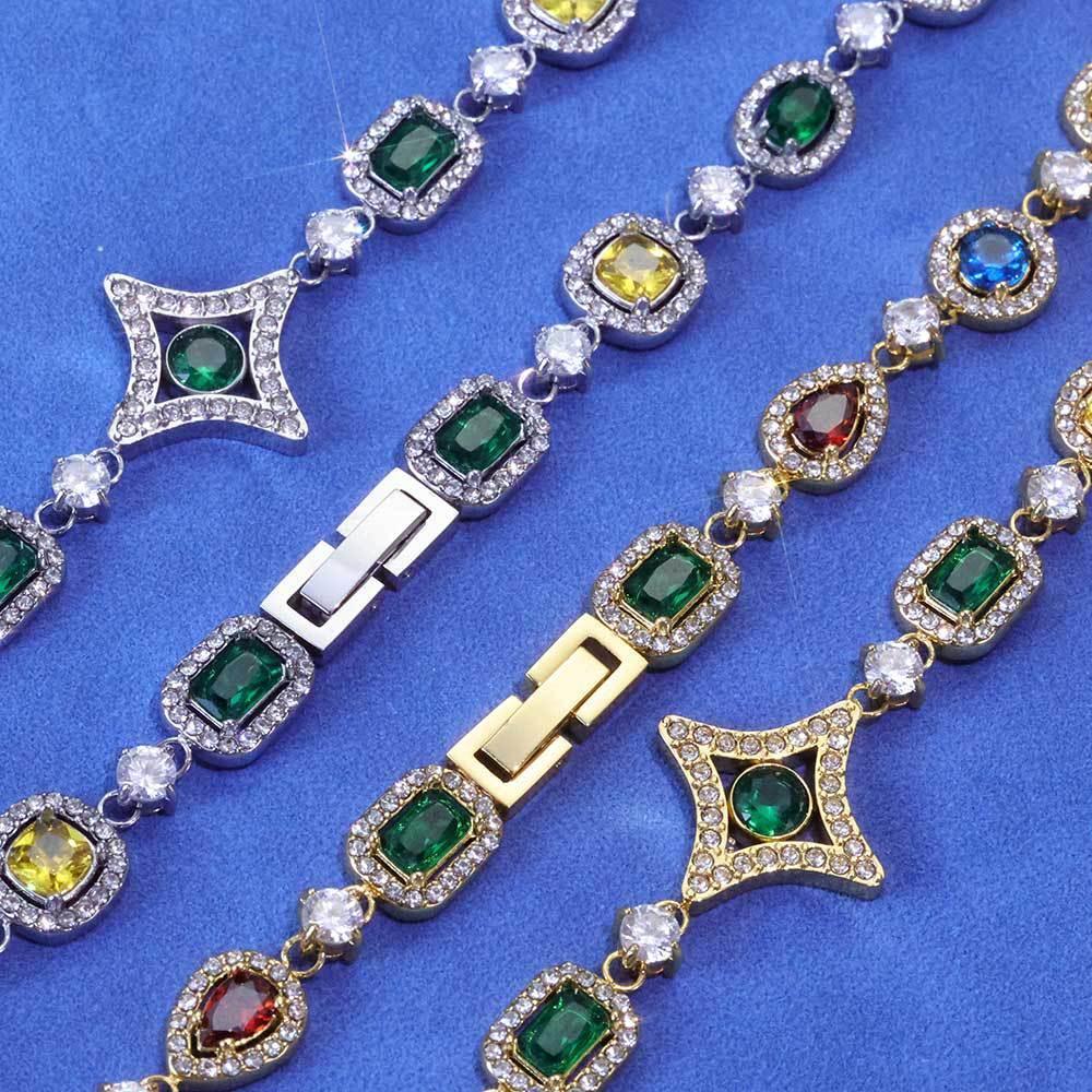 Custom 10mm Stainless Steel Colorful Gemstone Chain | Premium Iced Out Jewelry | Caratix - CaratixJewelry