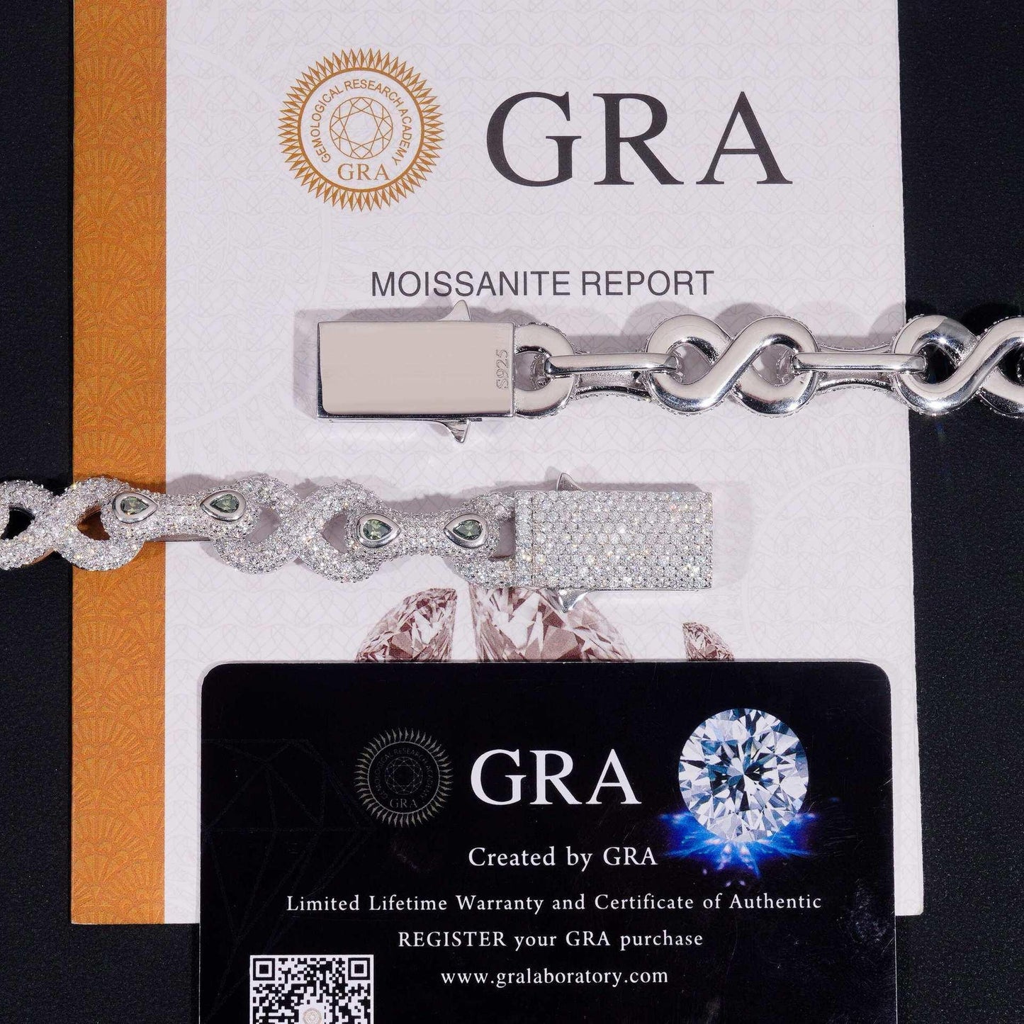 13mm Moissanite Figure-Eight Bracelet | S925 Silver Iced Out Hip Hop Jewelry - CaratixJewelry