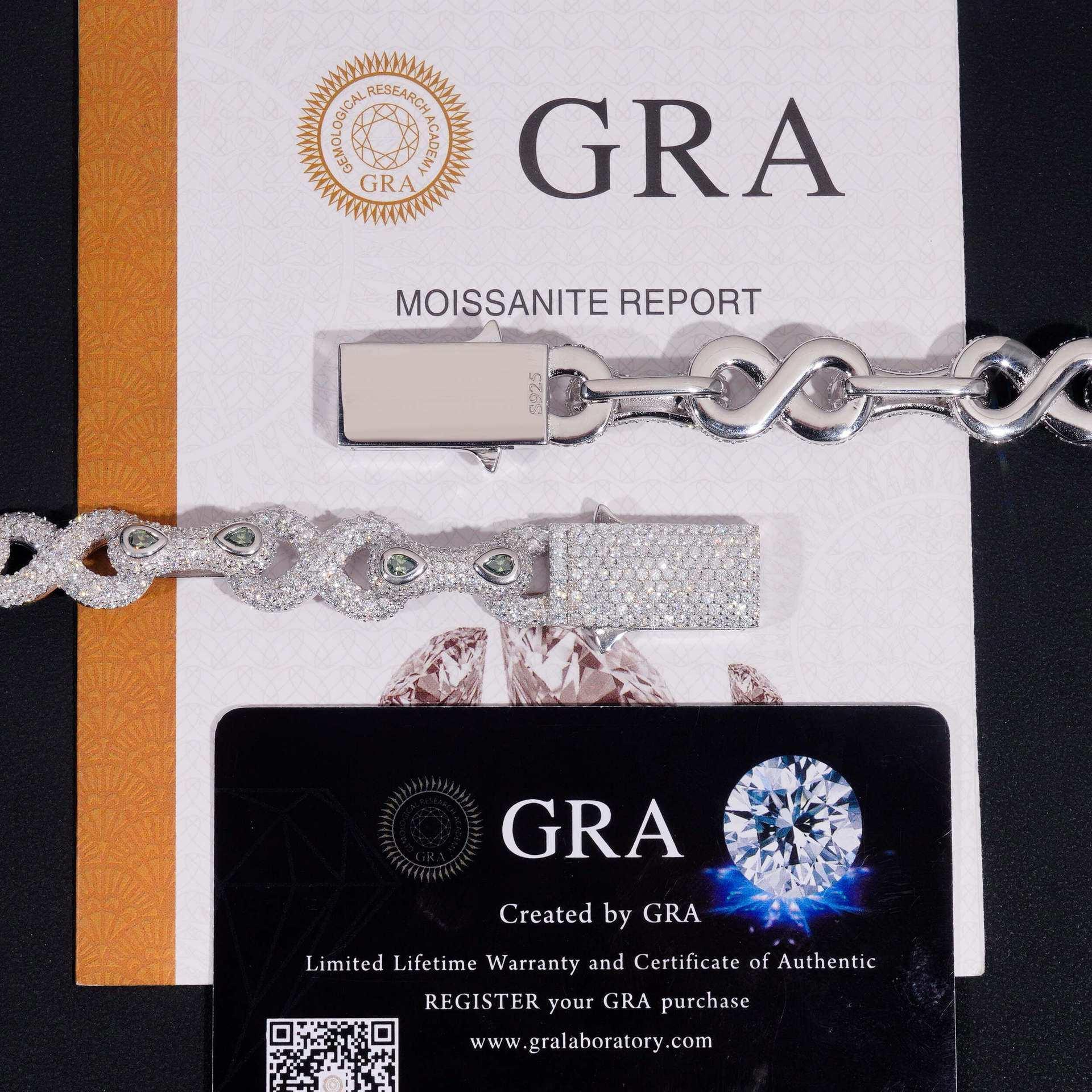 13mm Moissanite Figure-Eight Bracelet | S925 Silver Iced Out Hip Hop Jewelry - CaratixJewelry